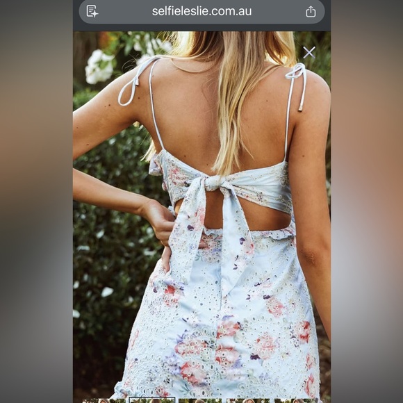 Frill Seeker Eyelet Embroidery TieBack Dress Floral Print  M flawed **2 for 20** - Picture 6 of 16